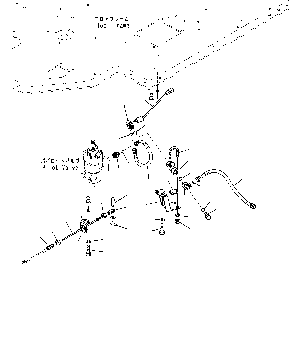 Komatsu parts book diagram for WD600-6R S/N 61001-UP: FLOOR, PILOT VALVE PIPING(#60001-)