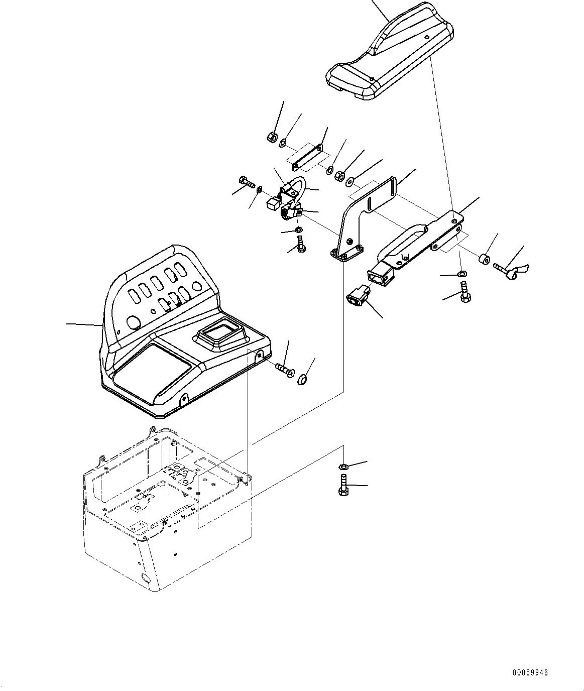 Komatsu parts book diagram for WD600-6R S/N 61001-UP: FLOOR, CONSOLE COVER, R.H.(#60001-)