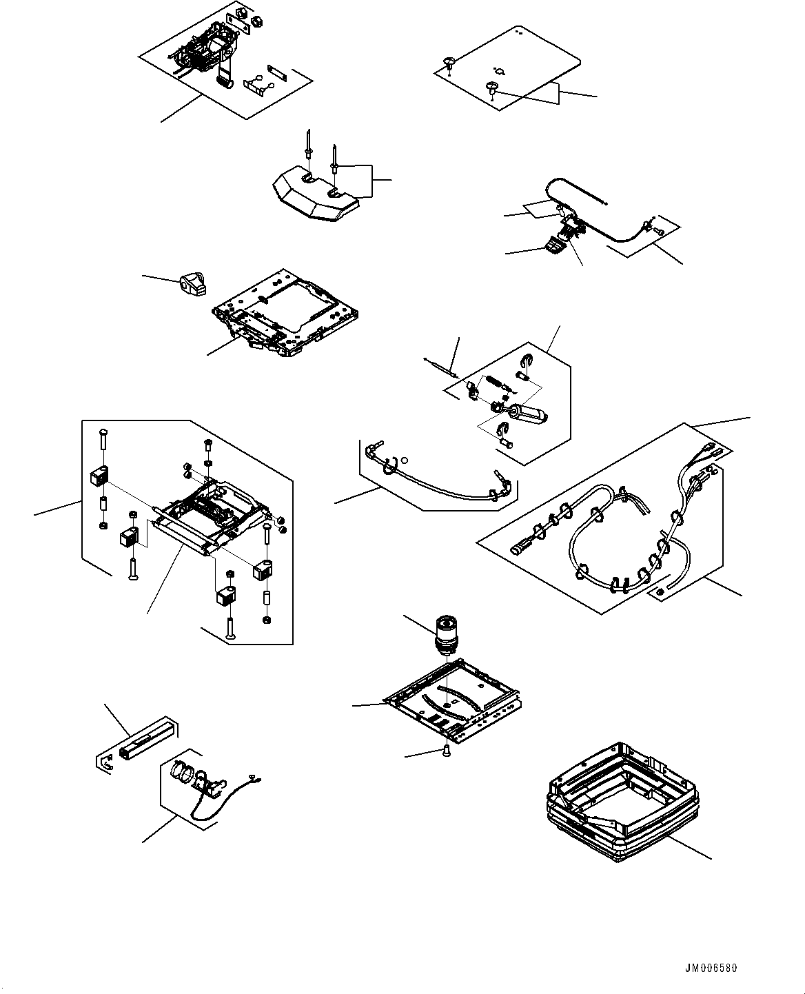 Komatsu parts book diagram for WD600-6R S/N 61001-UP: FLOOR, OPERATOR'S SEAT (2/2)(#60001-)
