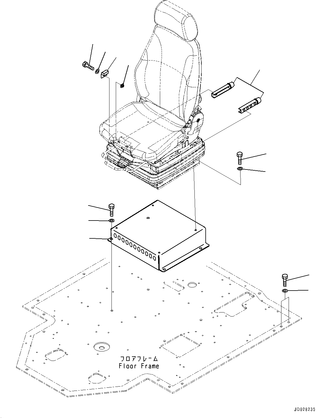 Komatsu parts book diagram for WD600-6R S/N 61001-UP: FLOOR, OPERATOR'S SEAT RELATED PARTS(#60001-)