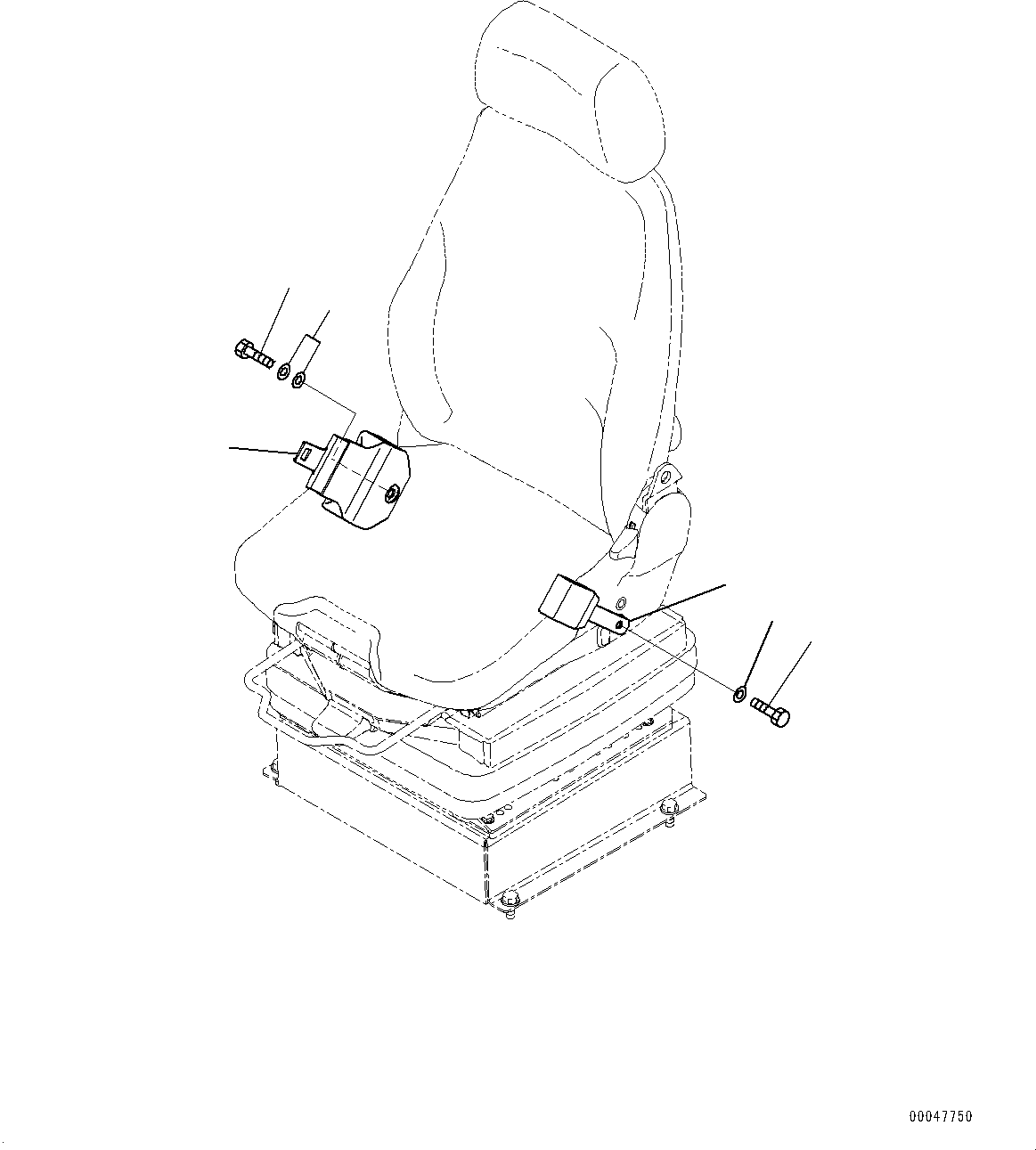 Komatsu parts book diagram for WD600-6R S/N 61001-UP: FLOOR, SEAT BELT (1/2) (WITH 50MM SEAT BELT, 2-POINT TYPE, SUSPENSION TYPE OPERATOR'S SEAT, GRAMMER)(#60001-60016)