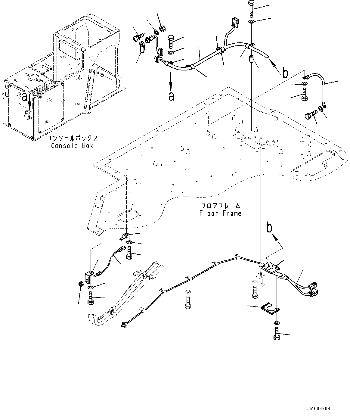 Komatsu parts book diagram for WD600-6R S/N 61001-UP: FLOOR, VEHICLE HEALTH MONITORING SYSTEM (VHMS) WIRING HARNESS (WITH VHMS WITHOUT ORBCOMM)(#60001-)