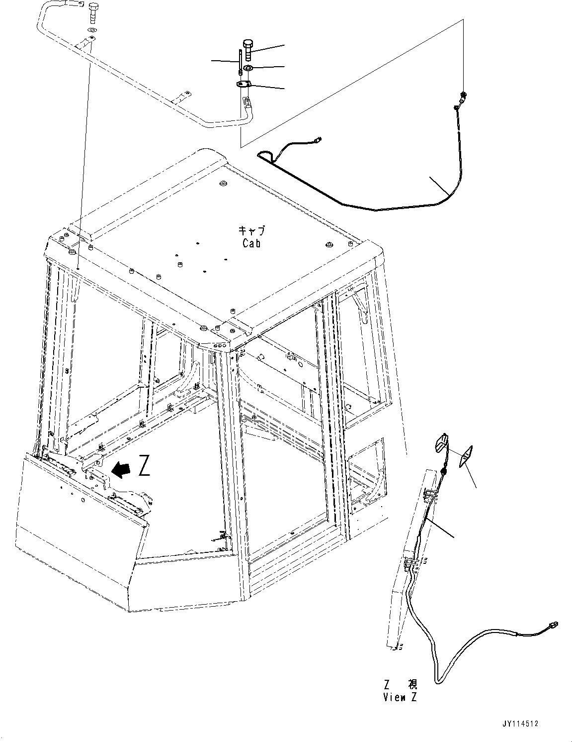 Komatsu parts book diagram for WD600-6R S/N 61001-UP: KOMTRAX ANTENNA AND WIRING HARNESS, (WITH VHMS, ORBCOMM)(#61001-)