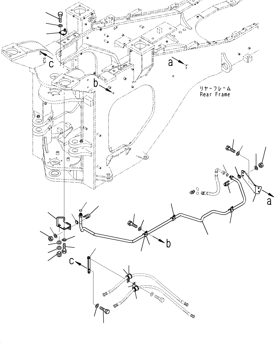 Komatsu parts book diagram for WD600-6R S/N 61001-UP: BRAKE PIPING, REAR(#60001-)