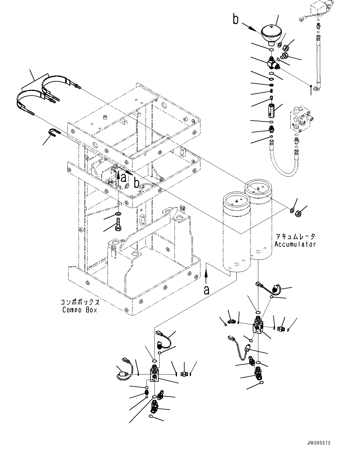 Komatsu parts book diagram for WD600-6R S/N 61001-UP: BRAKE BOX PIPING, ACCUMULATOR RELATED PARTS(#60001-)