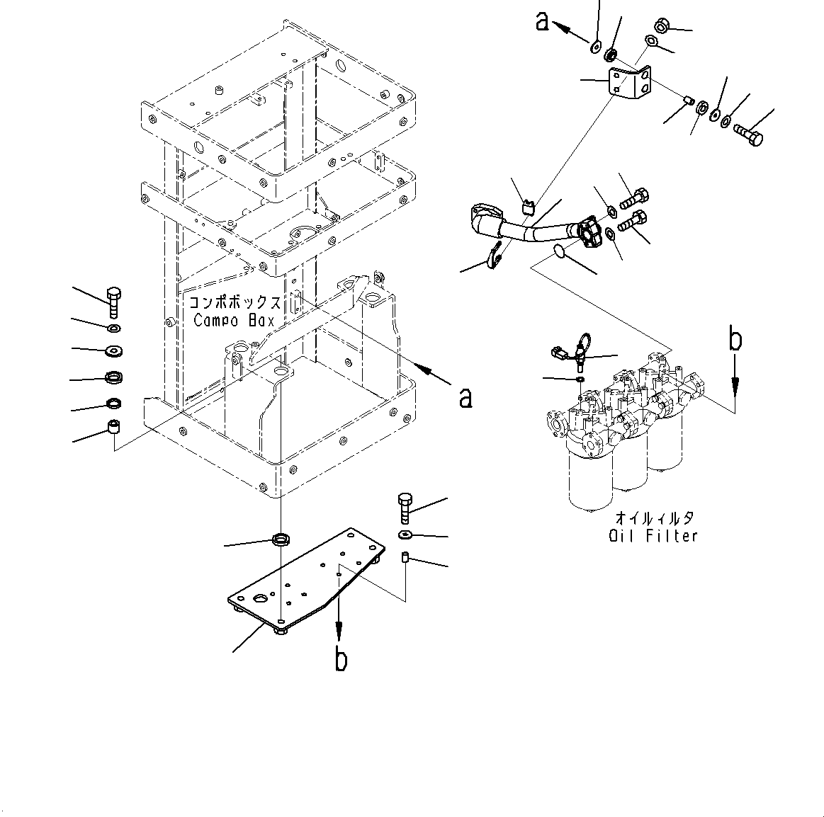 Komatsu parts book diagram for WD600-6R S/N 61001-UP: BRAKE BOX PIPING, OIL FILTER PIPING(#60001-)