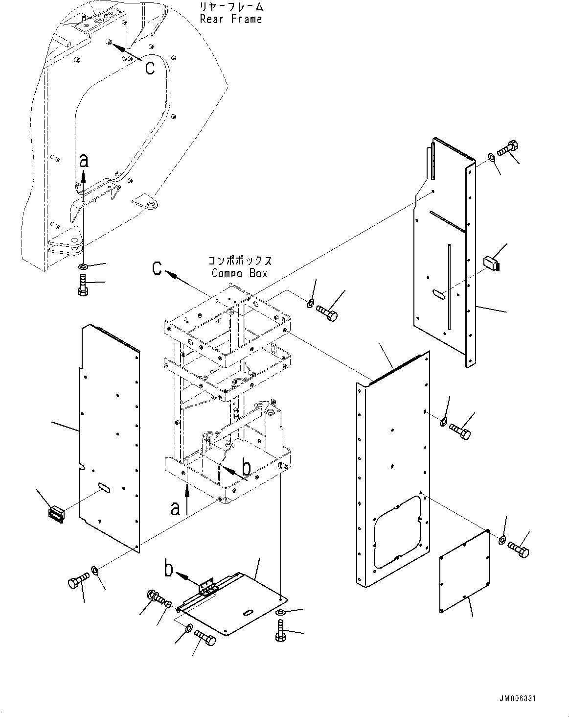 Komatsu parts book diagram for WD600-6R S/N 61001-UP: BRAKE BOX PIPING, COVER(#60001-)