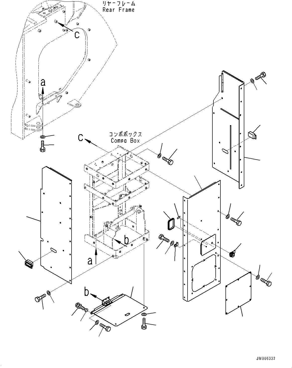 Komatsu parts book diagram for WD600-6R S/N 61001-UP: BRAKE BOX PIPING, COVER (WITH VHMS)(#60001-)