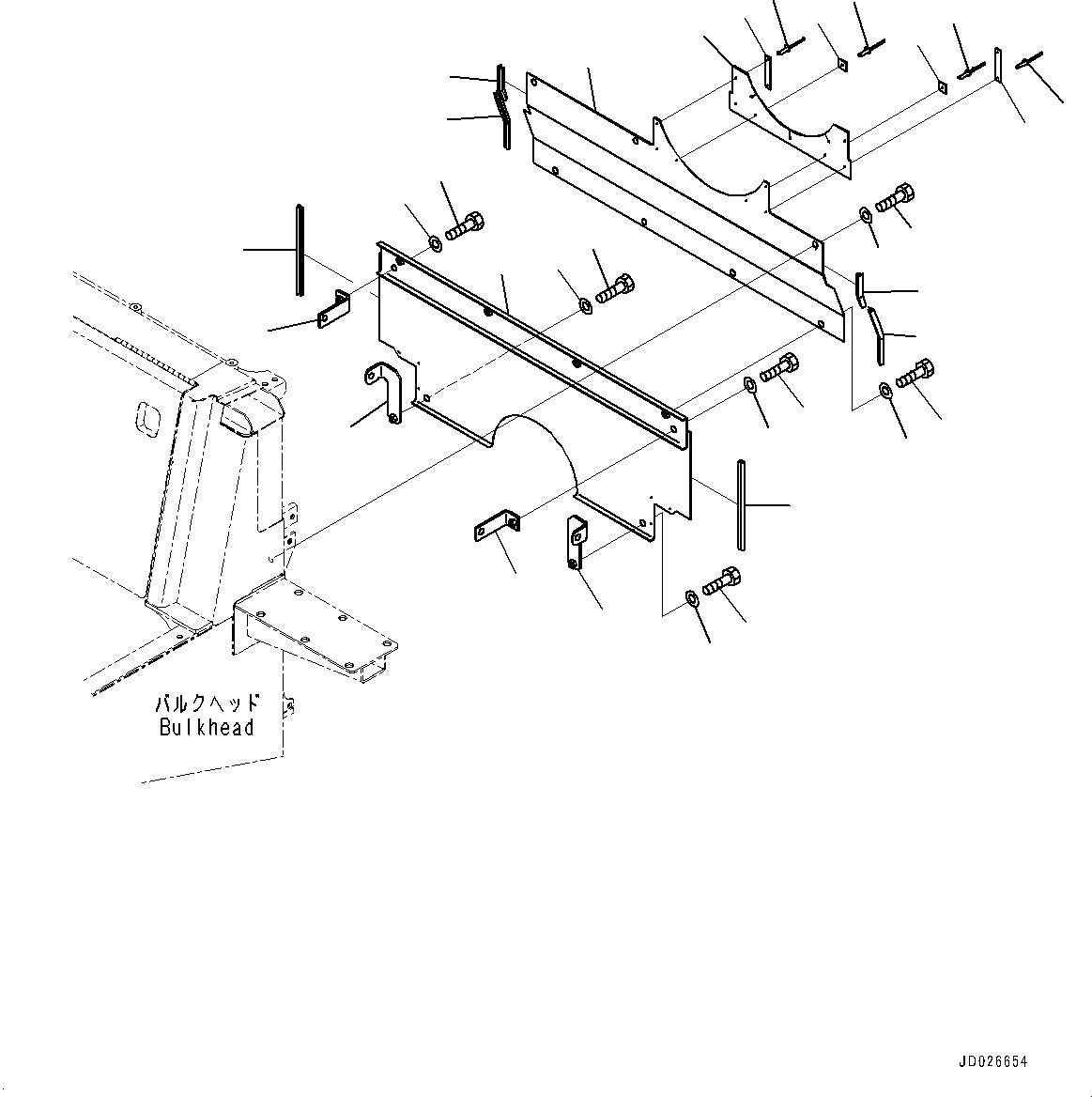 Komatsu parts book diagram for WD600-6R S/N 61001-UP: HOOD, BULKHEAD COVER (1/3)(#60001-)