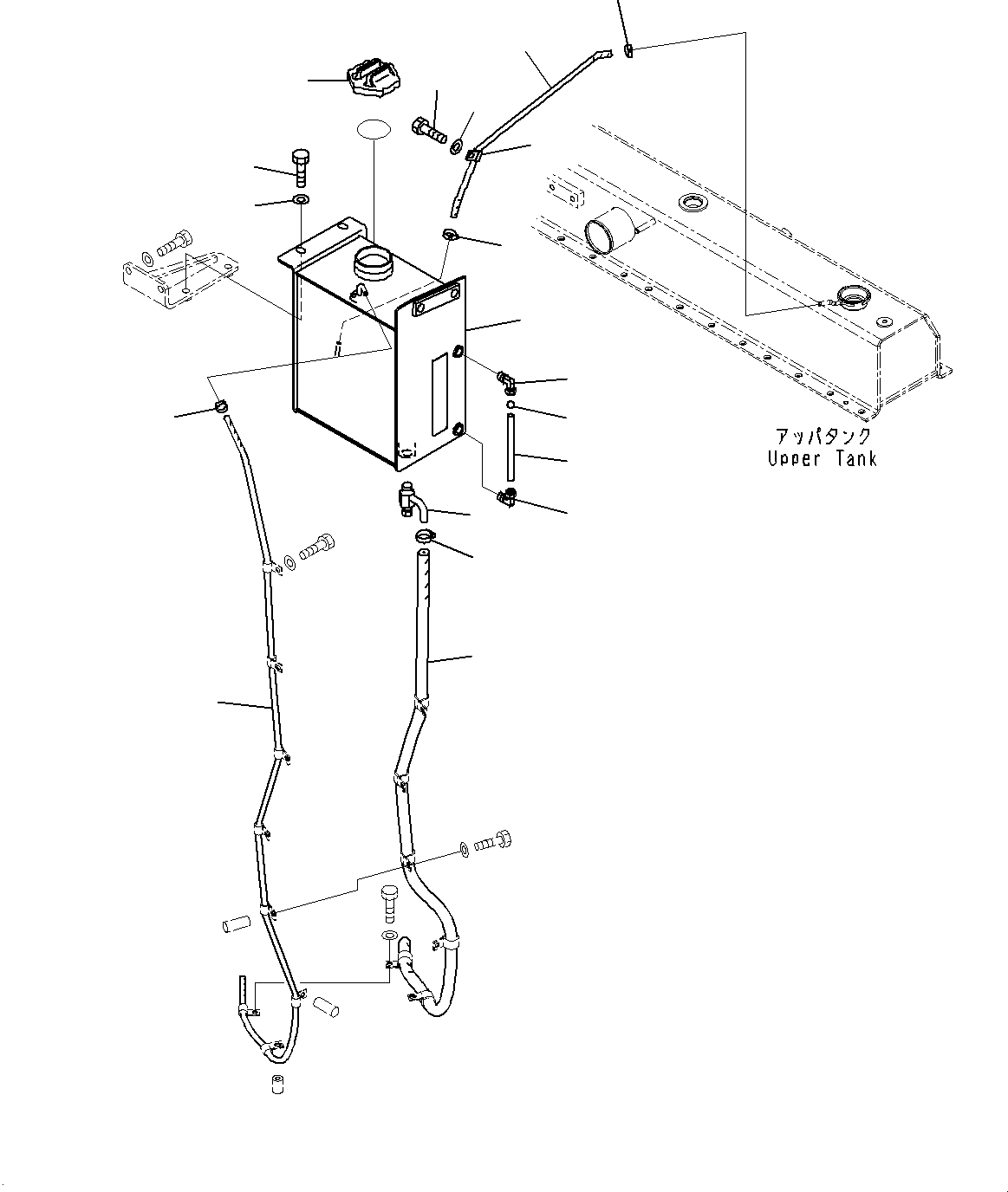 Komatsu parts book diagram for WD600-6R S/N 61001-UP: HOOD, SUB-TANK PIPING(#60001-)