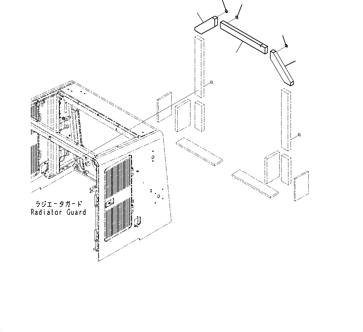 Komatsu parts book diagram for WD600-6R S/N 61001-UP: HOOD, BAFFLE (1/2)(#60001-)