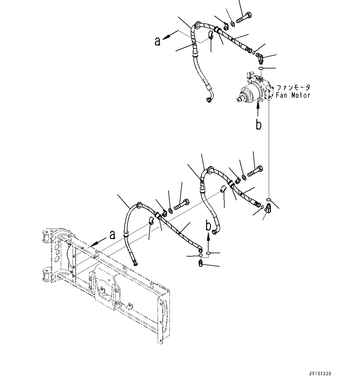 Komatsu parts book diagram for WD600-6R S/N 61001-UP: HOOD, FAN MOTOR PIPING(#60017-)