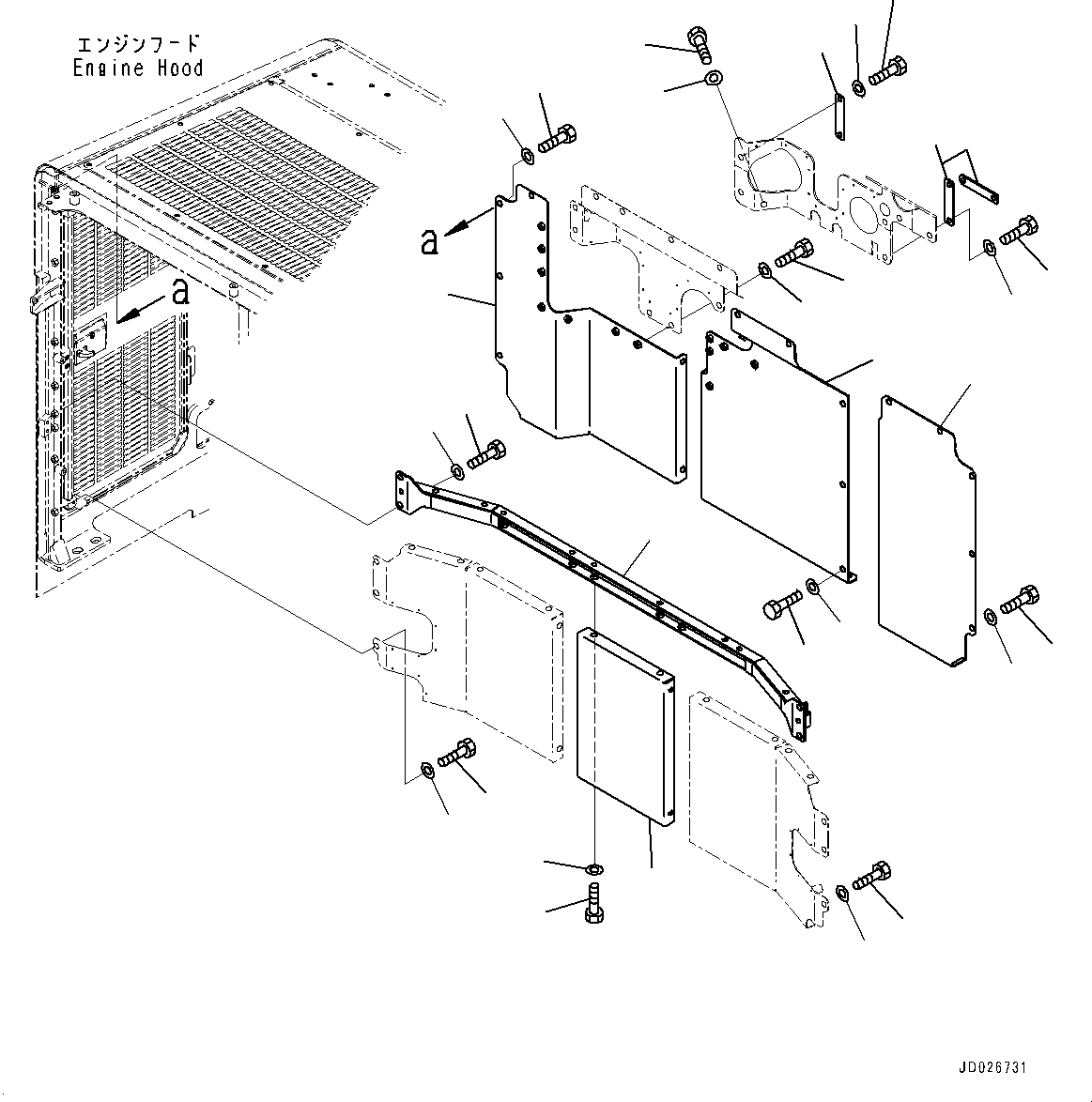 Komatsu parts book diagram for WD600-6R S/N 61001-UP: HOOD, BULKHEAD COVER (2/3)(#60001-)
