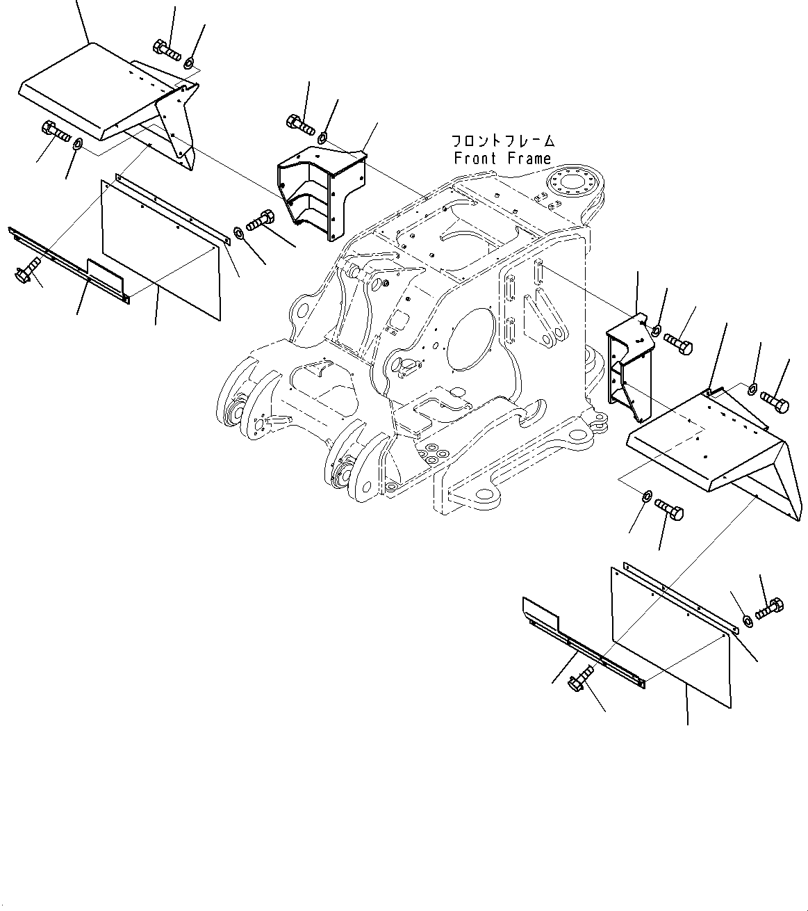 Komatsu parts book diagram for WD600-6R S/N 61001-UP: FRONT FENDER, (#60001-)