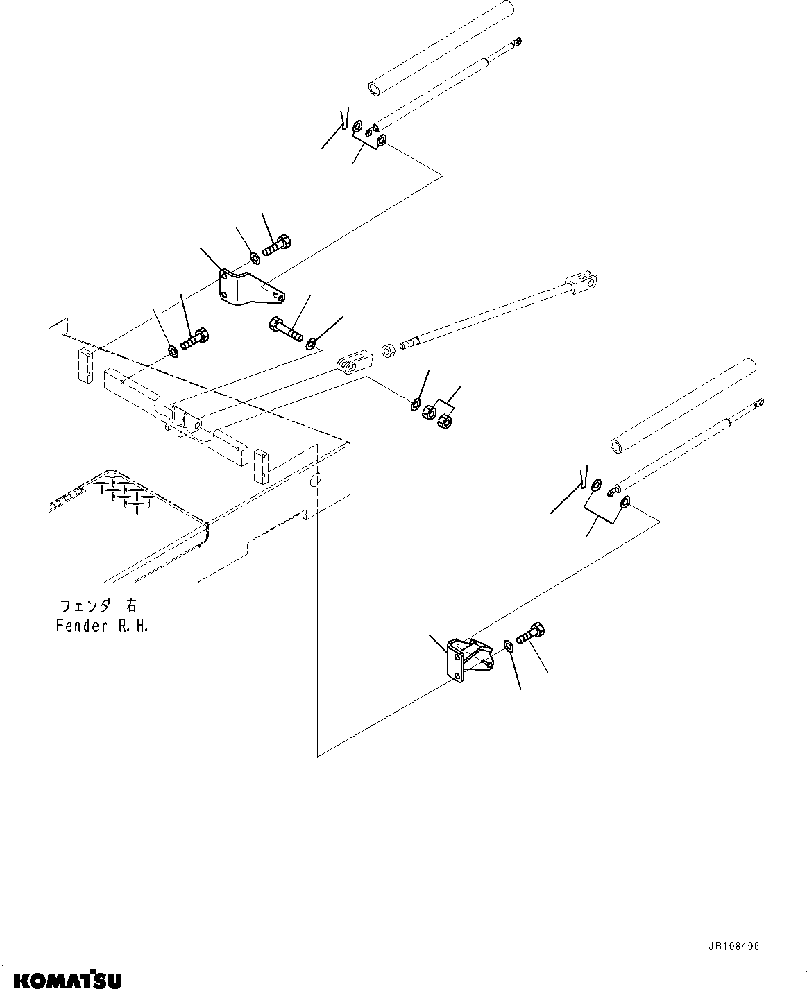 Komatsu parts book diagram for WD600-6R S/N 61001-UP: LADDER, RELATED PARTS (WITH REAR FENDER)(#60001-)