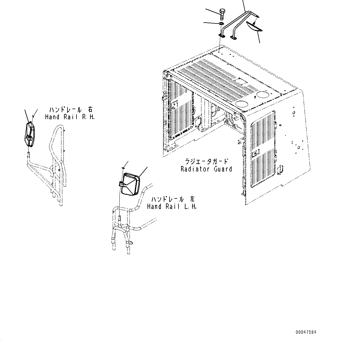 Komatsu parts book diagram for WD600-6R S/N 61001-UP: SIDEVIEW MIRROR, (#60001-)