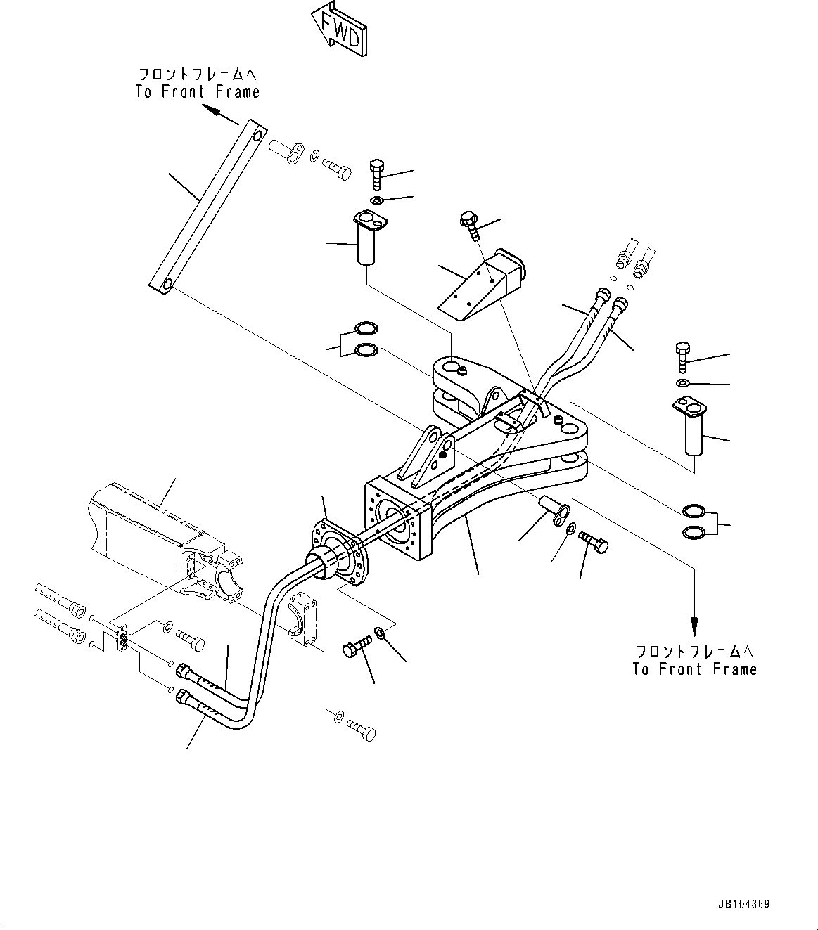Komatsu parts book diagram for WD600-6R S/N 61001-UP: DOZER FRAME AND BLADE LINKAGE, SUPPORT L.H.(#61001-)