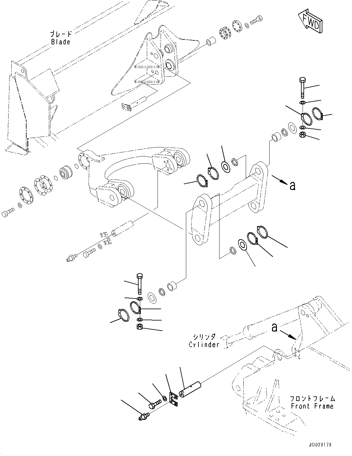 Komatsu parts book diagram for WD600-6R S/N 61001-UP: DOZER FRAME AND BLADE LINKAGE, PIN (1/2)(#61001-)