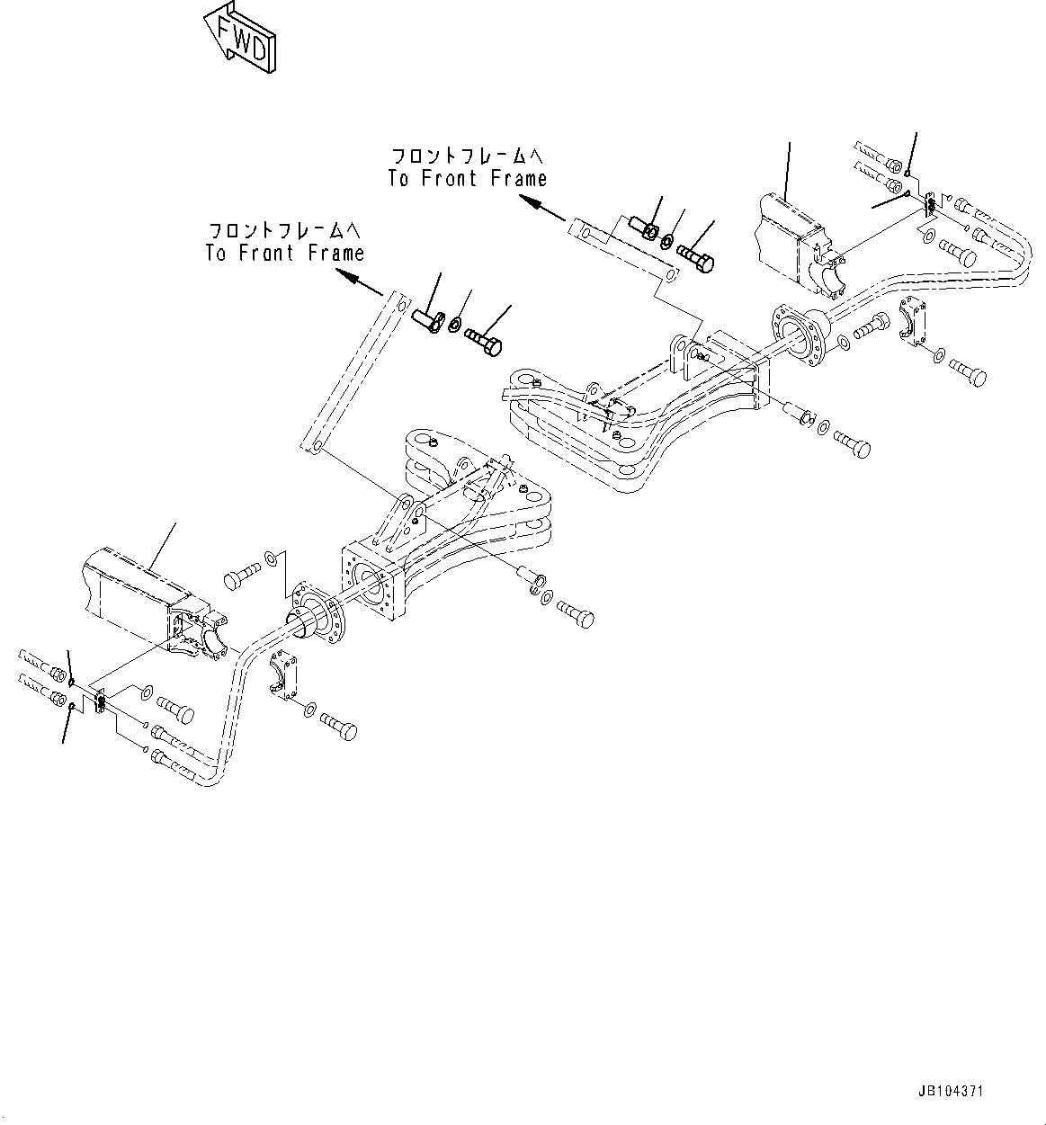 Komatsu parts book diagram for WD600-6R S/N 61001-UP: DOZER FRAME AND BLADE LINKAGE, PIN (2/2)(#61001-)