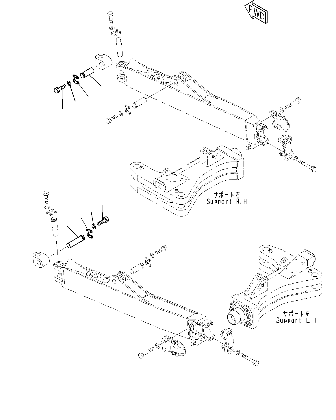 Komatsu parts book diagram for WD600-6R S/N 61001-UP: BLADE, PIN(#60023-)