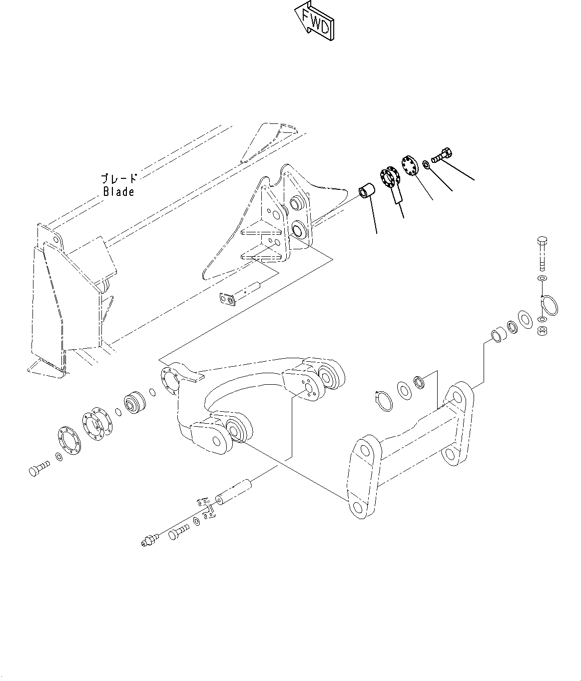 Komatsu parts book diagram for WD600-6R S/N 61001-UP: PARTS FOR LESS BLADE, LINK(#60001-)