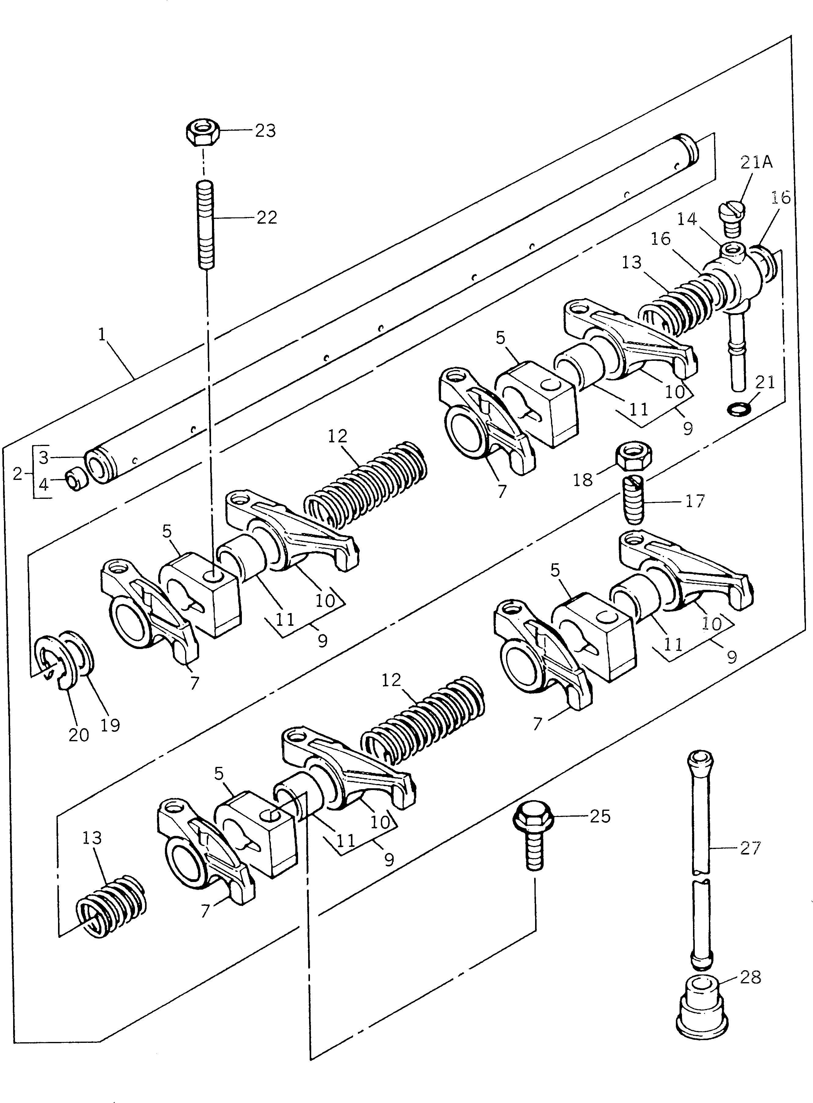 Engines Komatsu / 1004-4TLR S/N U604351W-UP(1004-4tu) / ROCKER SHAFT(030040 : 0111)