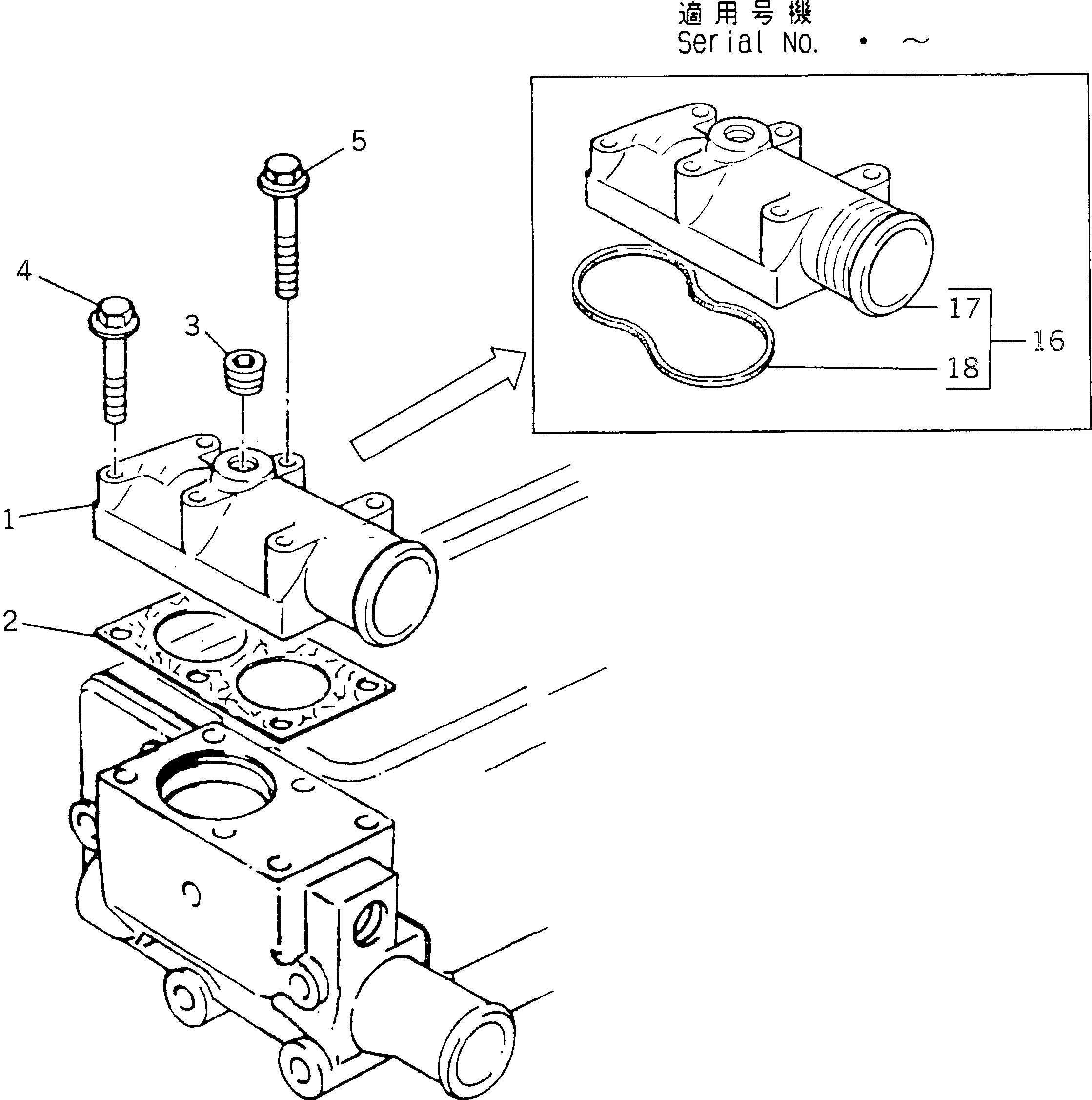 Engines Komatsu / 1004-4TLR S/N U604351W-UP(1004-4tu) / WATER OUTLET AND INLET(030080 : 0171)