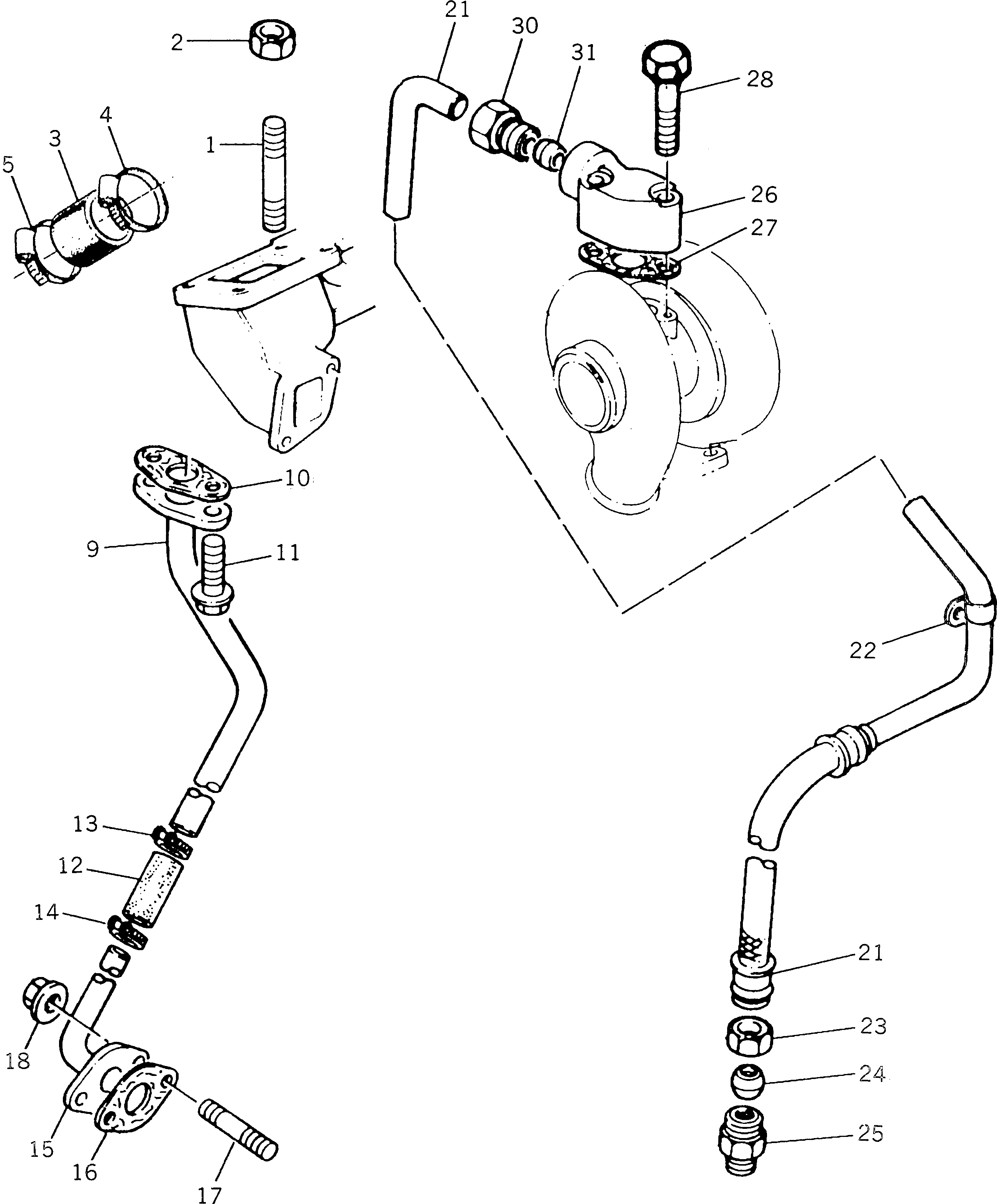 Engines Komatsu / 1004-4TLR S/N U604351W-UP(1004-4tu) / TURBOCHARGER LUBRICATING OIL PIPING(090030 : 0325)