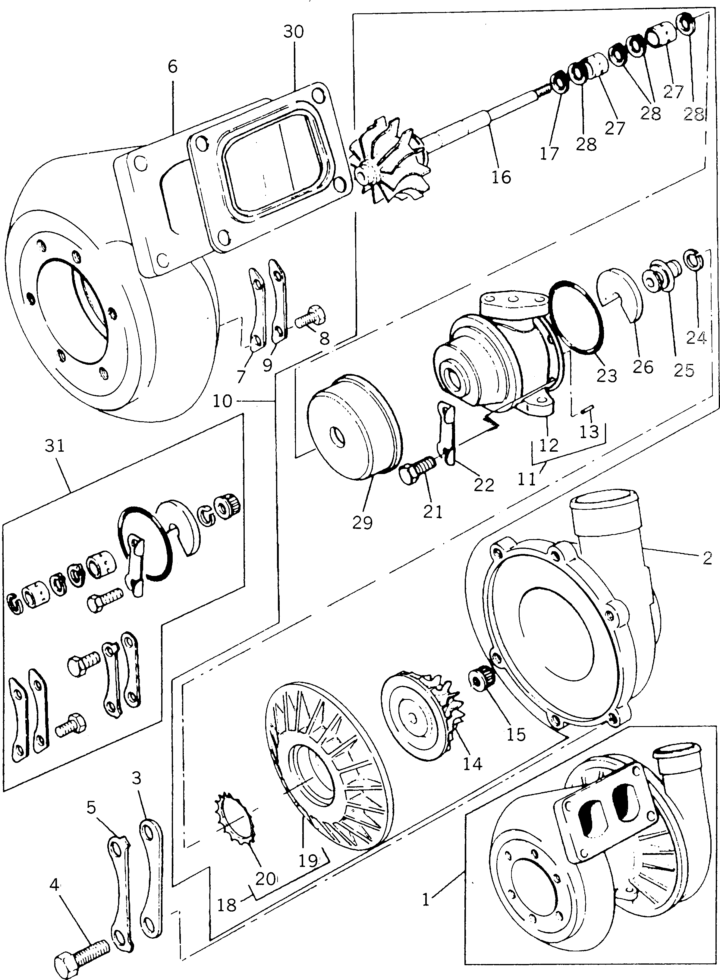 Komatsu parts book diagram for 1006-6TLR2-PC S/N U547826W-UP: TURBOCHARGER