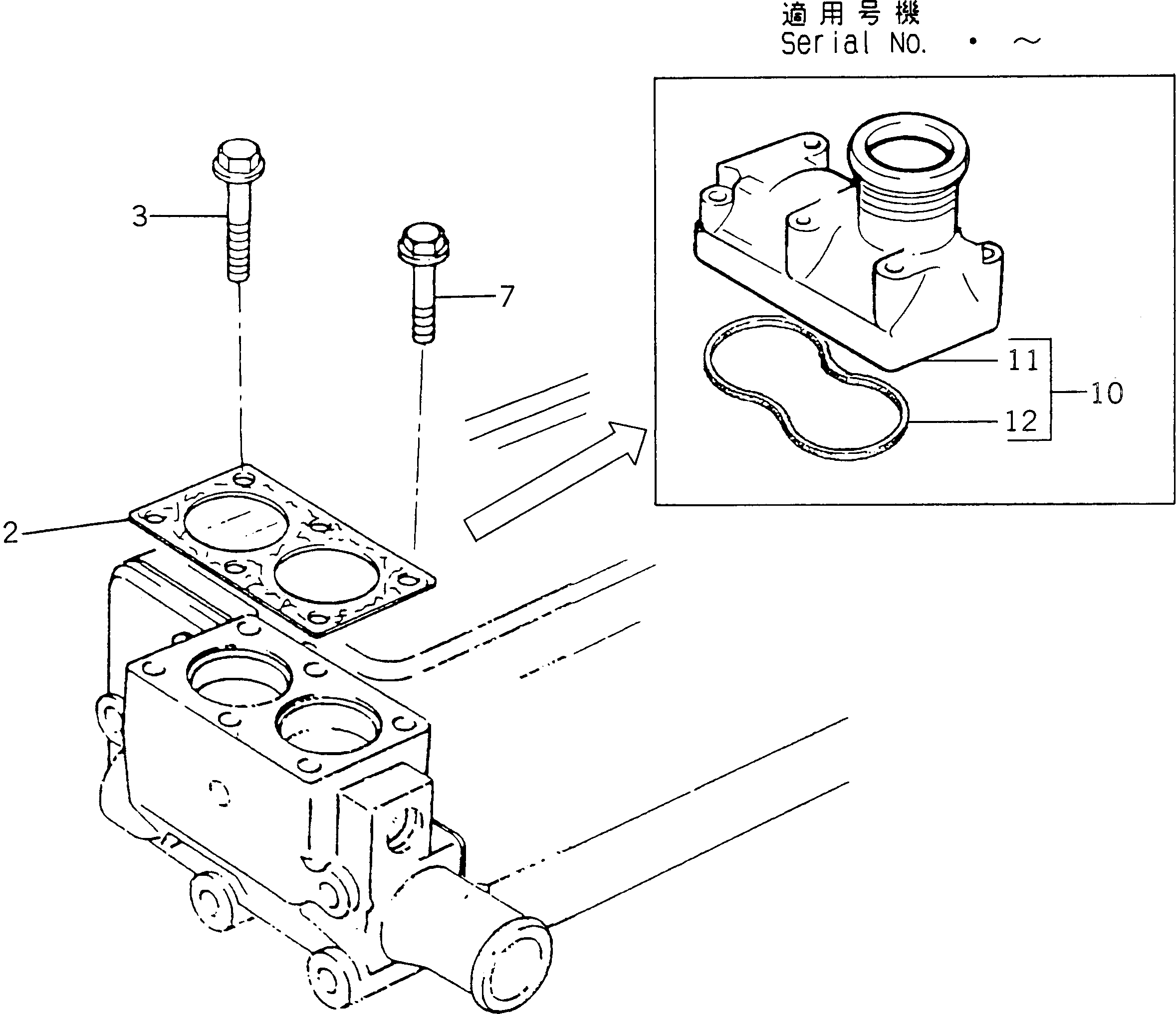 Komatsu parts book diagram for 1006-6TLR2-PC S/N U547826W-UP: WATER OUTLET AND INLET