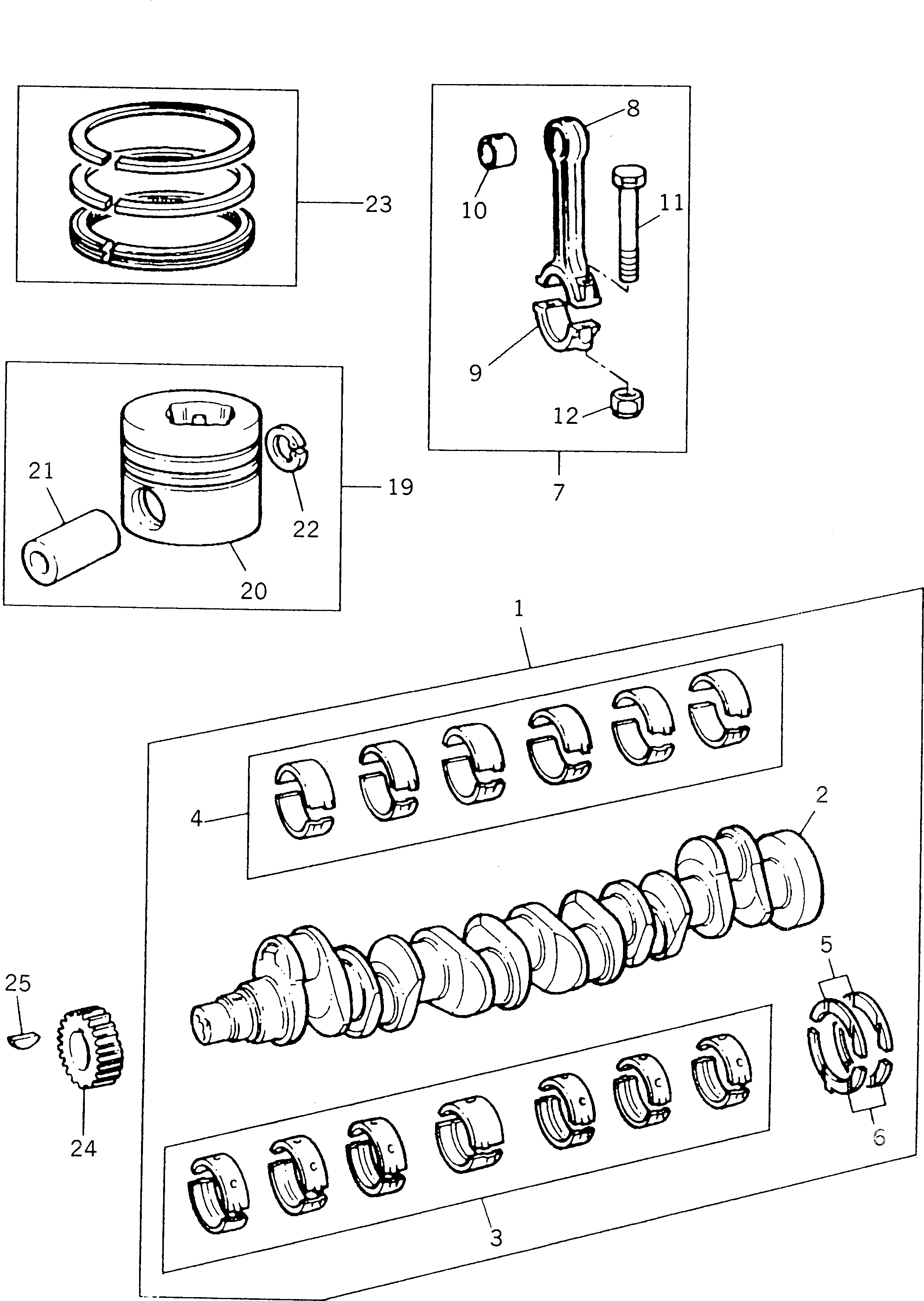 Komatsu parts book diagram for 1006-6TLR2-PC S/N U547826W-UP: CRANKSHAFT ? PISTONS AND CONNECTING RODS