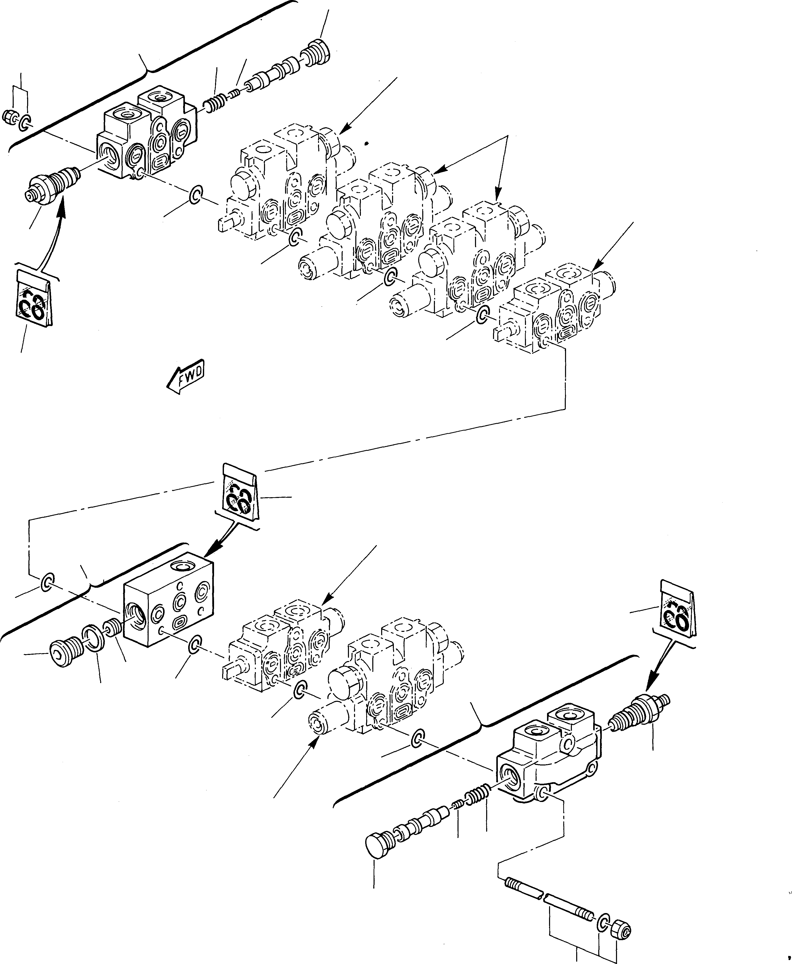 Excavators Komatsu / 222 S/N 22201043-Up(222) / 6-SPOOL CONTROL VALVE (1st PART)(G-0020 : 7020)