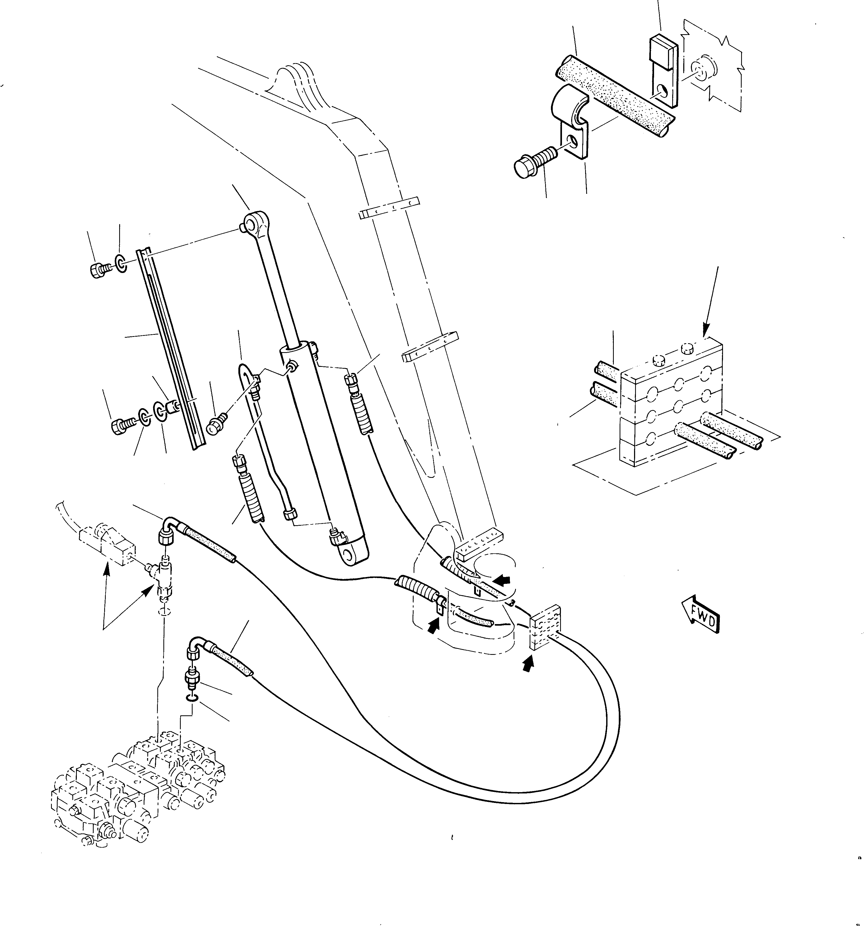 Excavators Komatsu / 222 S/N 22201043-Up(222) / HYDRAULIC PIPING (BOOM CYLINDER LINE) (TBG SPEC.)(H-0050 : 8050)