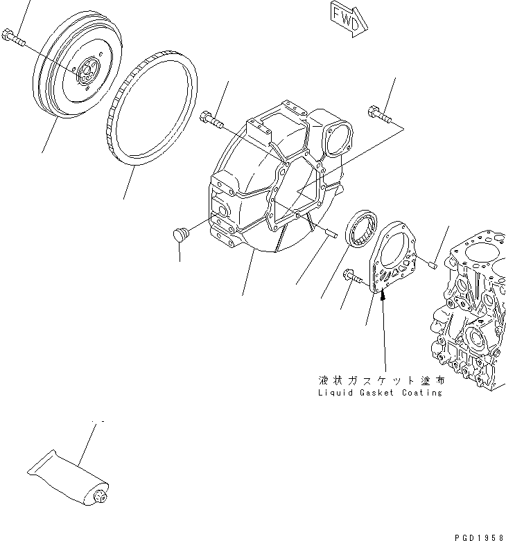 Engines Komatsu / 2D68E-3B S/N 00101-UP(2d68e-0r) / FLYWHEEL AND FLYWHEEL HOUSING(030140 : A2210-A0A1)