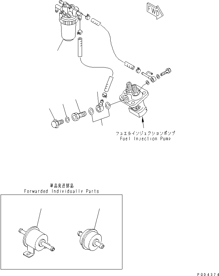 Engines Komatsu / 2D68E-N3A S/N N00101-UP(2d68e-nr) / FUEL FILTER AND PIPING(030240 : A4110-A0A1)