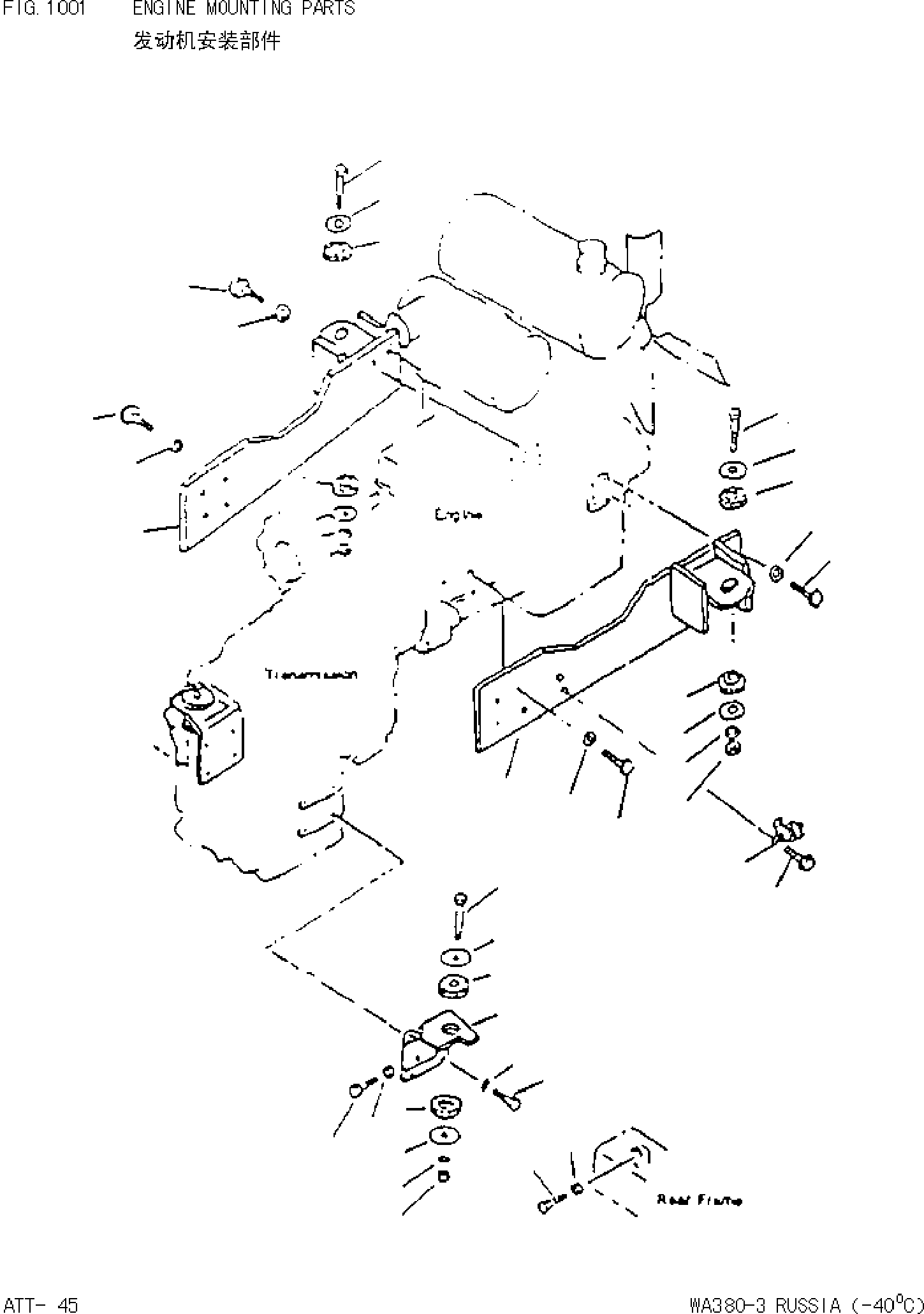 Wheel Loaders Komatsu / WA380-3(-40)(3800c0) / ENGINE MOUNTING PARTS(|000022 : |000022)