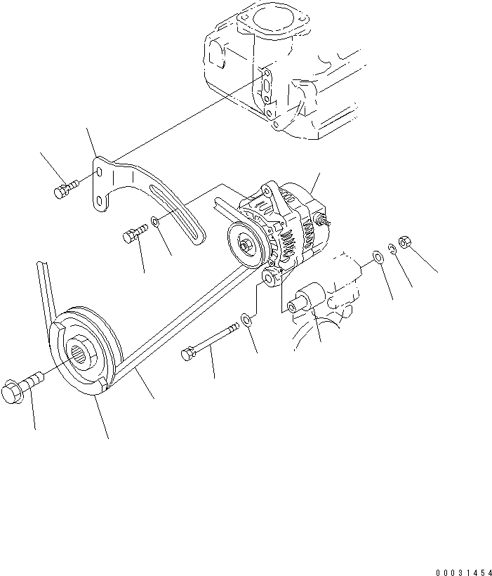 Komatsu parts book diagram for 3D67E-1A-MX S/N 5A6263-UP: ALTERNATOR AND MOUNTING