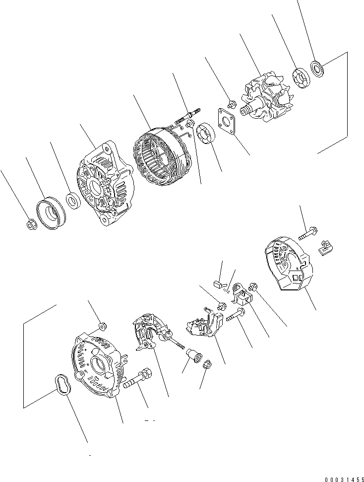 Komatsu parts book diagram for 3D67E-1A-MX S/N 5A6263-UP: ALTERNATOR (INNER PARTS)