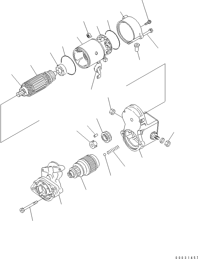 Komatsu parts book diagram for 3D67E-1A-MX S/N 5A6263-UP: STARTING MOTOR (INNER PARTS)
