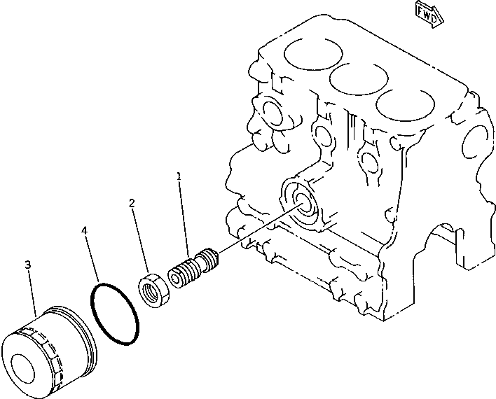 Komatsu parts book diagram for 3D66-1KB S/N 00613-UP: LUBRICATING OIL FILTER