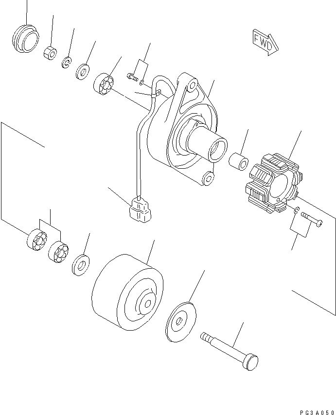 Komatsu parts book diagram for 3D66-1KB S/N 00613-UP: ALTERNATOR (15A)