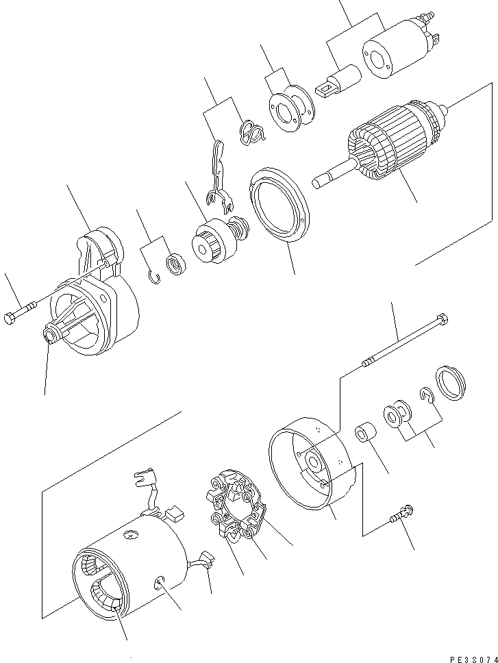Komatsu parts book diagram for 3D66-1KB S/N 00613-UP: STARTING MOTOR (0.8KW)