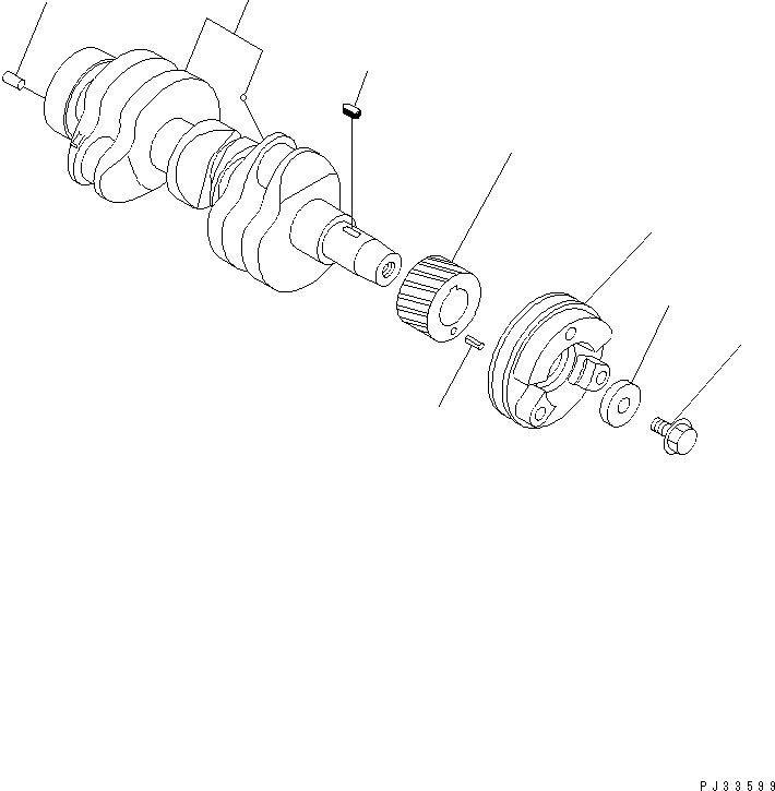 Komatsu parts book diagram for 3D68E-3B S/N 00101-UP: CRANKSHAFT