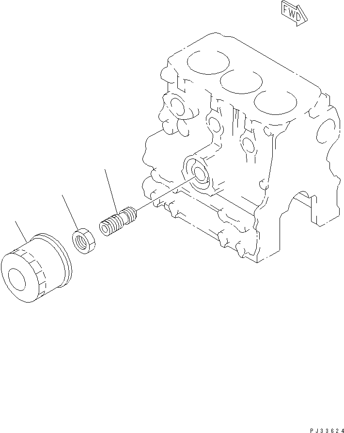 Komatsu parts book diagram for 3D68E-3B S/N 00101-UP: LUBRICATING OIL FILTER