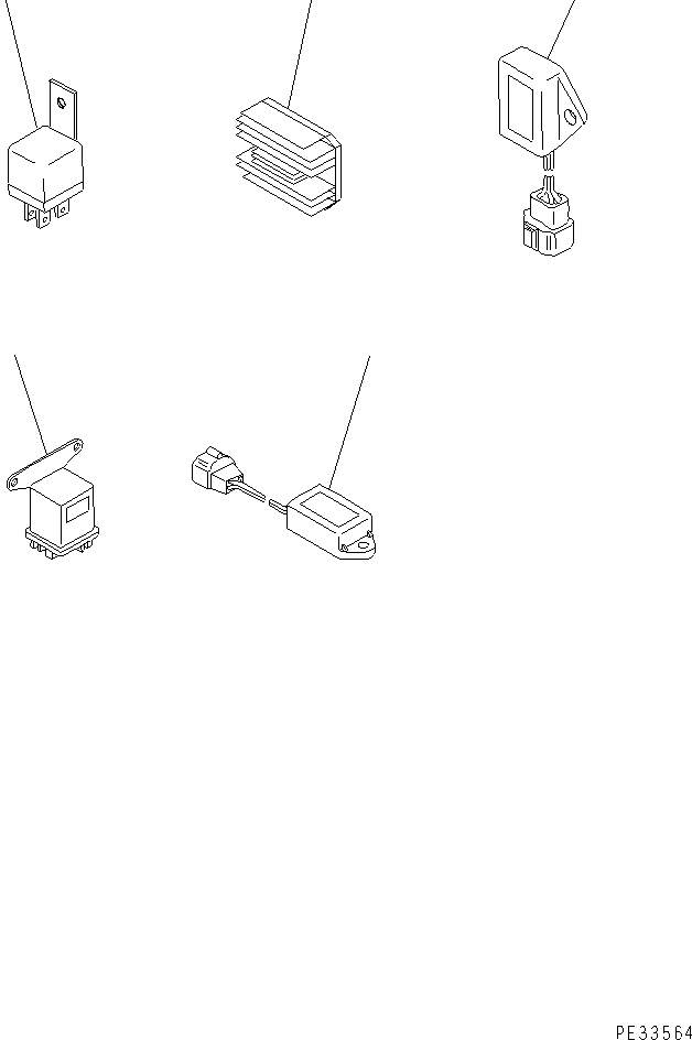 Komatsu parts book diagram for 3D68E-3B S/N 00101-UP: SAFETY RELAY ? CURRENT LIMITER ? CHARGE INDICATOR ? GROW RELAY AND  TIMER