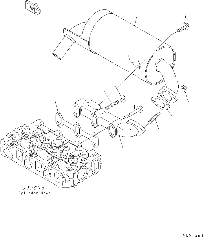Engines Komatsu / 3D68E-3G S/N 03402-UP(3d68e-5r) / EXHAUST MANIFOLD AND MUFFLER(030050 : A1510-A0A1)