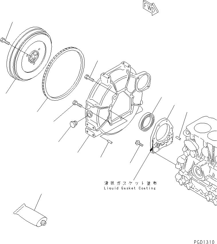 Engines Komatsu / 3D68E-3G S/N 03402-UP(3d68e-5r) / FLYWHEEL AND FLYWHEEL HOUSING(030110 : A2210-A0A1)