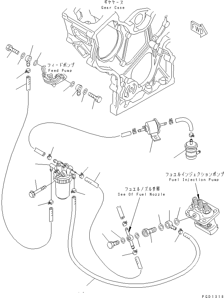 Engines Komatsu / 3D68E-3G S/N 03402-UP(3d68e-5r) / FUEL FILTER AND PIPING(030210 : A4110-A0A1)