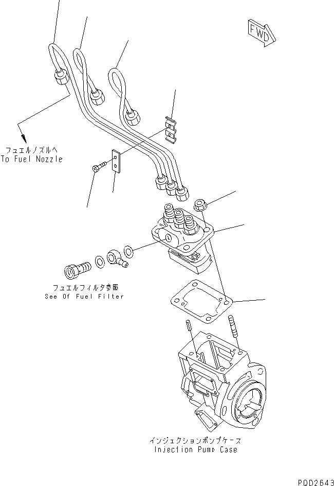 Engines Komatsu / 3D68E-N3A S/N N00101-UP(3d68e-nr) / FUEL INJECTION PUMP AND PIPING(030190 : A4010-A0A1)