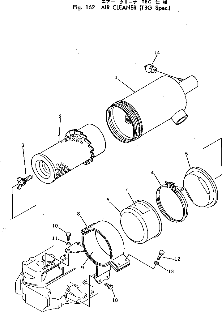 Engines Komatsu / 3D72-1 S/N 01001-UP(3d72-1c) / AIR CLEANER (TBG SPEC.)(030080 : 162)